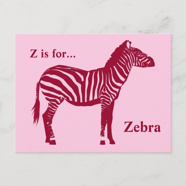 Zebra - Burgundy and Pink Postcard (Front)