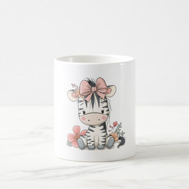 Zebra Calf Sitting Wearing Ribbon Coffee Mug (Center)