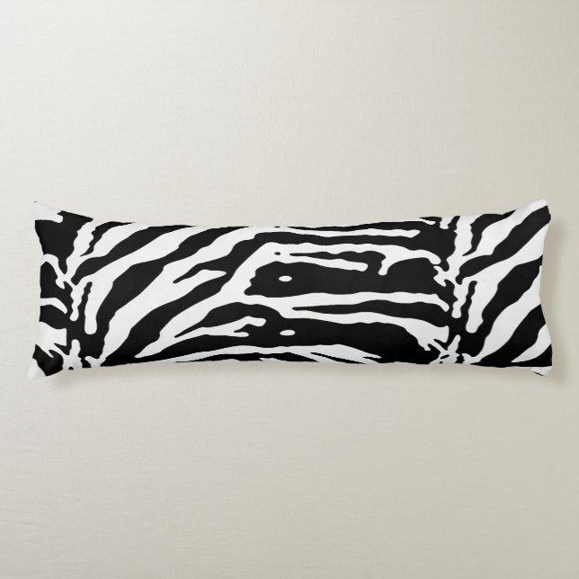 Zebra Camouflage Black and White Artistic Pattern Body Cushion (Front)