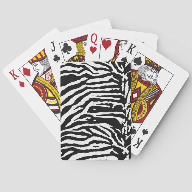 Zebra Camouflage Black and White Artistic Pattern Playing Cards (Back)