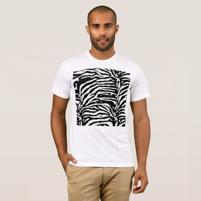 Zebra Camouflage Black and White Artistic Pattern T-Shirt (Front Full)