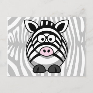 Zebra Cartoon With Stripes Postcard