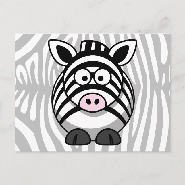 Zebra Cartoon With Stripes Postcard (Front)