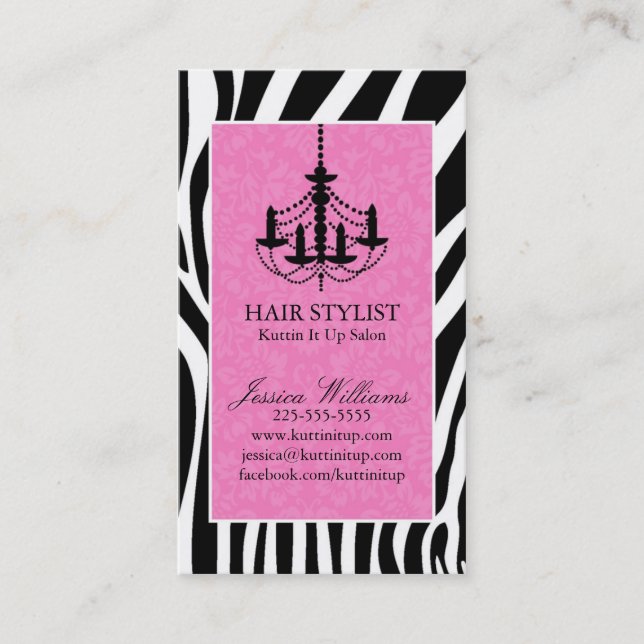 Zebra & Chandelier Business Card (Front)