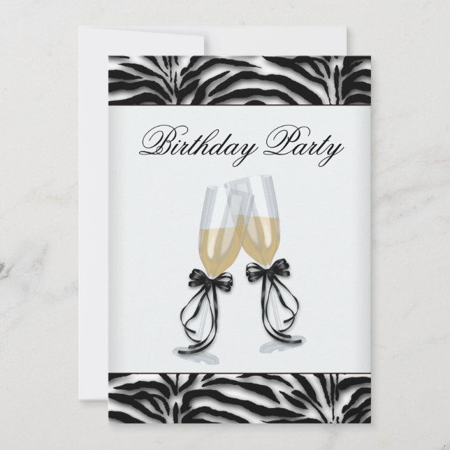 Zebra Chandelier Womans Zebra Birthday Party Invitation (Front)