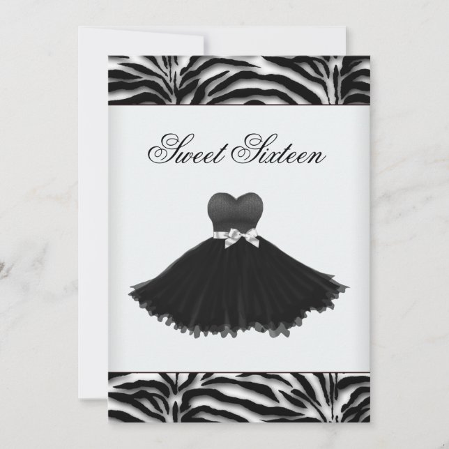 Zebra Chandelier Zebra Sweet Sixteen Birthday Invitation (Front)