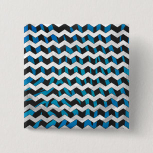 Zebra Chevron Black and Blue 15 Cm Square Badge