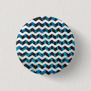 Zebra Chevron Black and Blue 3 Cm Round Badge