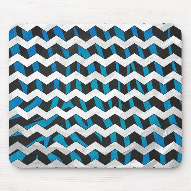 Zebra Chevron Black and Blue Mouse Pad (Front)
