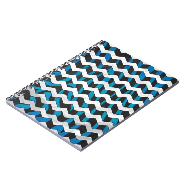 Zebra Chevron Black and Blue Notebook (Left Side)