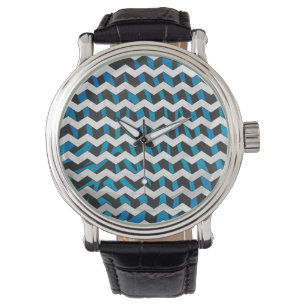 Zebra Chevron Black and Blue Watch