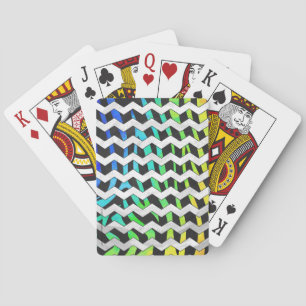 Zebra Chevron Black and Rainbow Print Playing Cards