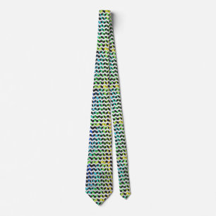Zebra Chevron Black and Rainbow Print Tie
