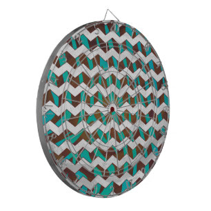 Zebra Chevron Brown and Teal Print Dartboard