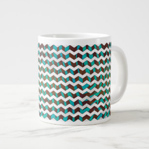 Zebra Chevron Brown and Teal Print Large Coffee Mug
