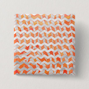 Zebra Chevron Orange and White 15 Cm Square Badge