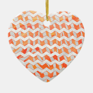 Zebra Chevron Orange and White Ceramic Ornament