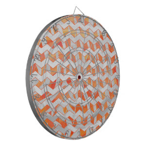 Zebra Chevron Orange and White Dartboard