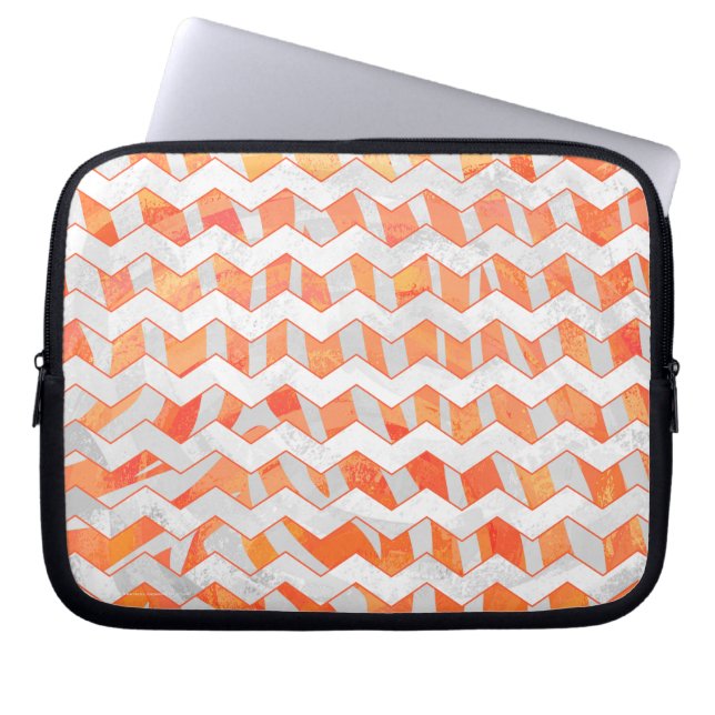 Zebra Chevron Orange and White Laptop Sleeve (Front)