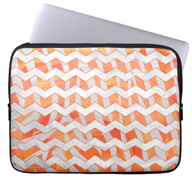 Zebra Chevron Orange and White Laptop Sleeve (Front)