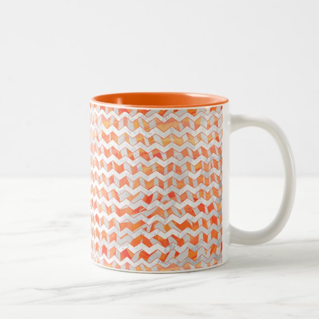 Zebra Chevron Orange and White Two-Tone Coffee Mug (Right)