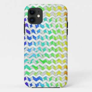 Zebra Chevron Rainbow and White Print iPhone 11 Case