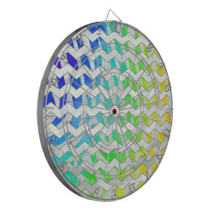 Zebra Chevron Rainbow and White Print Dartboard