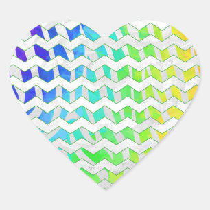 Zebra Chevron Rainbow and White Print Heart Sticker