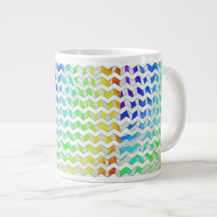 Zebra Chevron Rainbow and White Print Large Coffee Mug