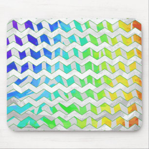 Zebra Chevron Rainbow and White Print Mouse Pad