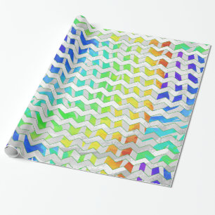 Zebra Chevron Rainbow and White Print Wrapping Paper