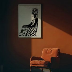 Zebra Chic: Graphic Monochrome Fashion Poster
