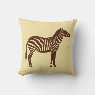 Zebra - Chocolate Brown and Camel Tan Cushion