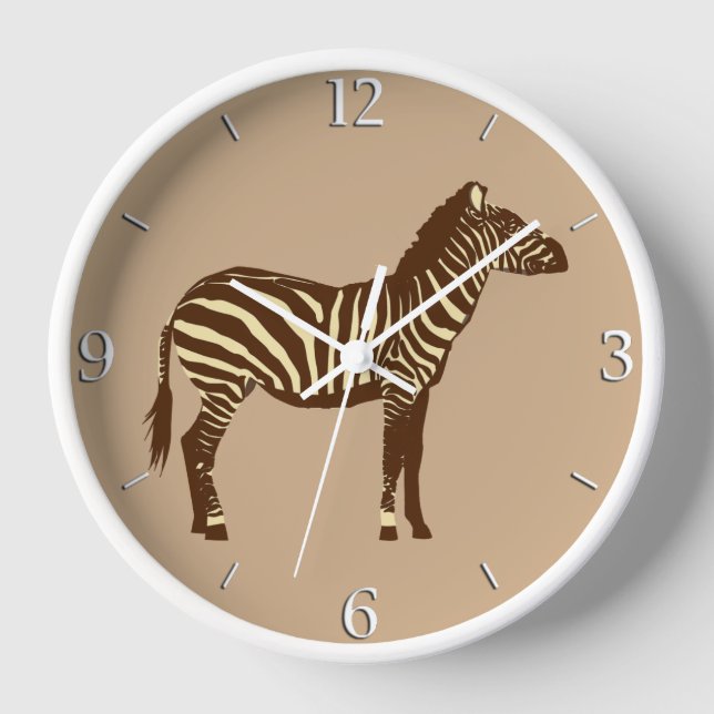 Zebra - Chocolate Brown and Camel Tan Wall Clock (Front)