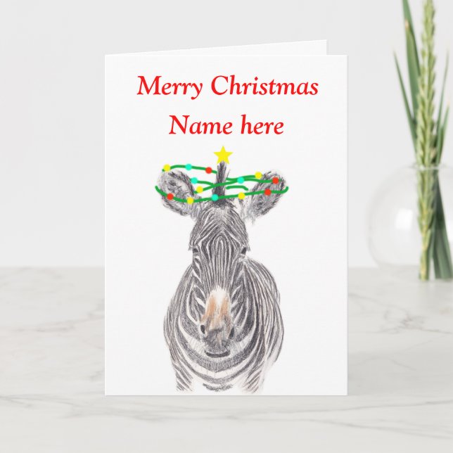 Zebra Christmas Holiday Card (Front)