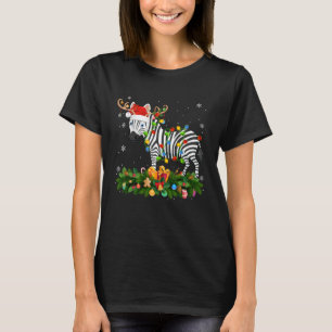 Zebra Christmas Lights Reindeer Santa Hat Adult & T-Shirt