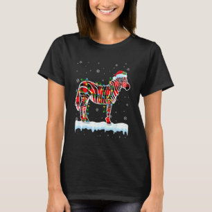 Zebra Christmas Santa Hat Cute Animals Xmas Light T-Shirt