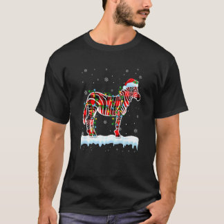 Zebra Christmas Santa Hat Cute Animals Xmas Lights T-Shirt