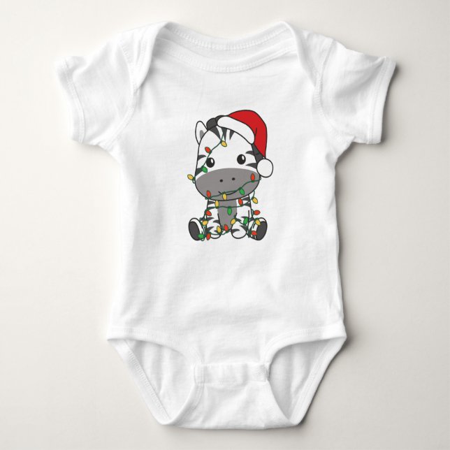 Zebra Christmas Winter Animals Holiday Zebras Baby Bodysuit (Front)