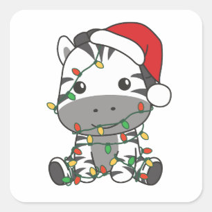 Zebra Christmas Winter Animals Holiday Zebras Square Sticker