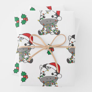 Zebra Christmas Winter Animals Holiday Zebras Wrapping Paper Sheet