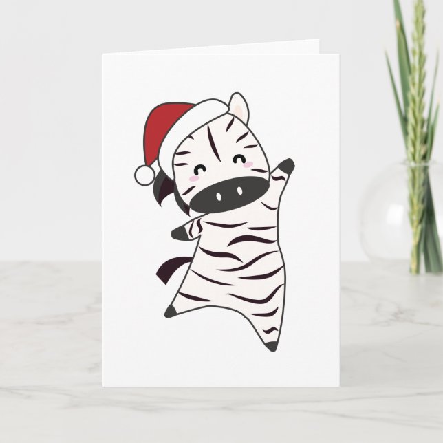 Zebra Christmas Zebras Winter Animals Card (Front)