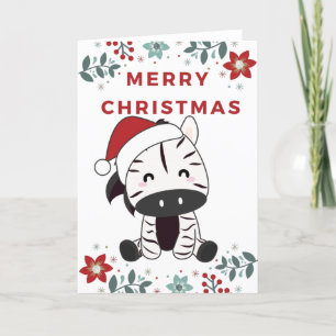 Zebra Christmas Zebras Winter Animals Holiday Card