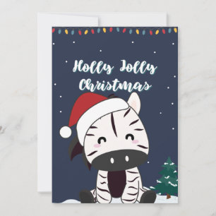 Zebra Christmas Zebras Winter Animals Holiday Card