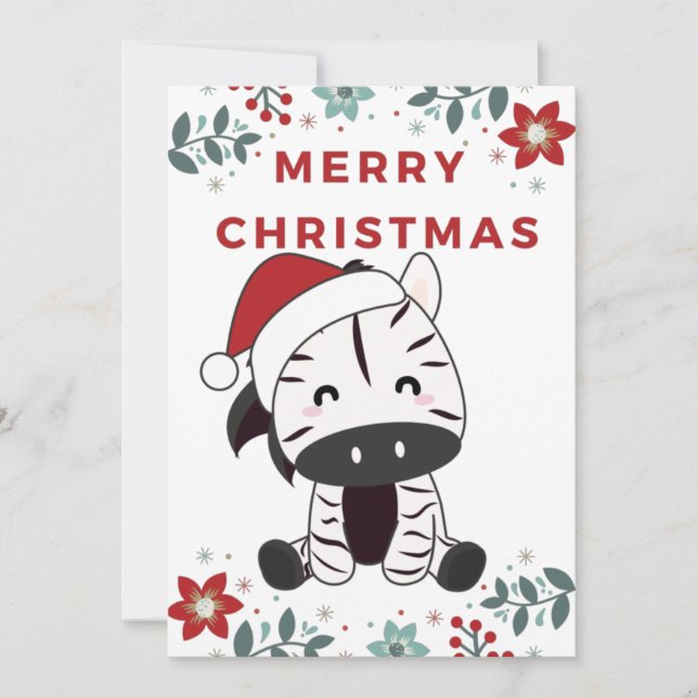 Zebra Christmas Zebras Winter Animals Holiday Card (Front)