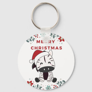 Zebra Christmas Zebras Winter Animals Keychain