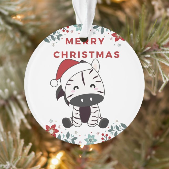 Zebra Christmas Zebras Winter Animals Ornament (Tree)