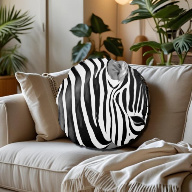 Zebra close up print no2 round cushion (Creator Uploaded)