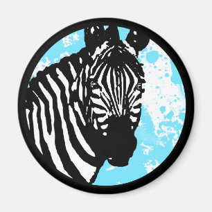 zebra. colour customisable circle. magnet