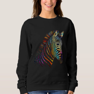 Zebra Colourful  Animal Zoo Animal Sweatshirt